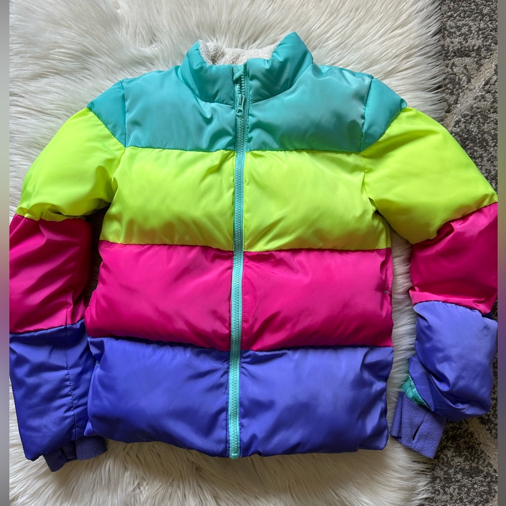 Girls’ Cat & Jack multicolor puffer jacket